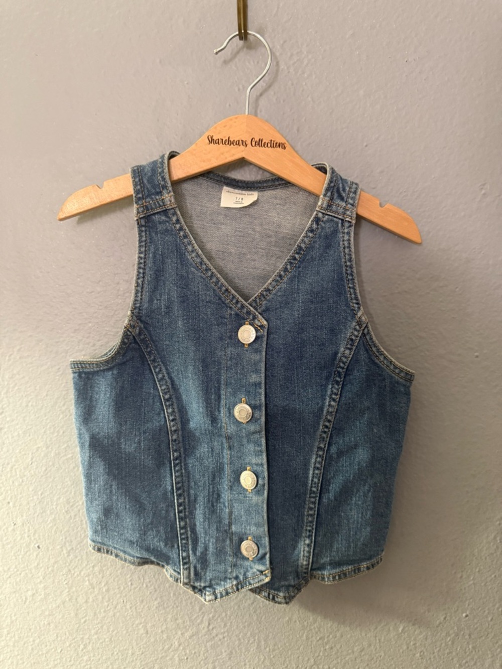 abercrombie kids Blue Denim Sleeveless Button Vest
